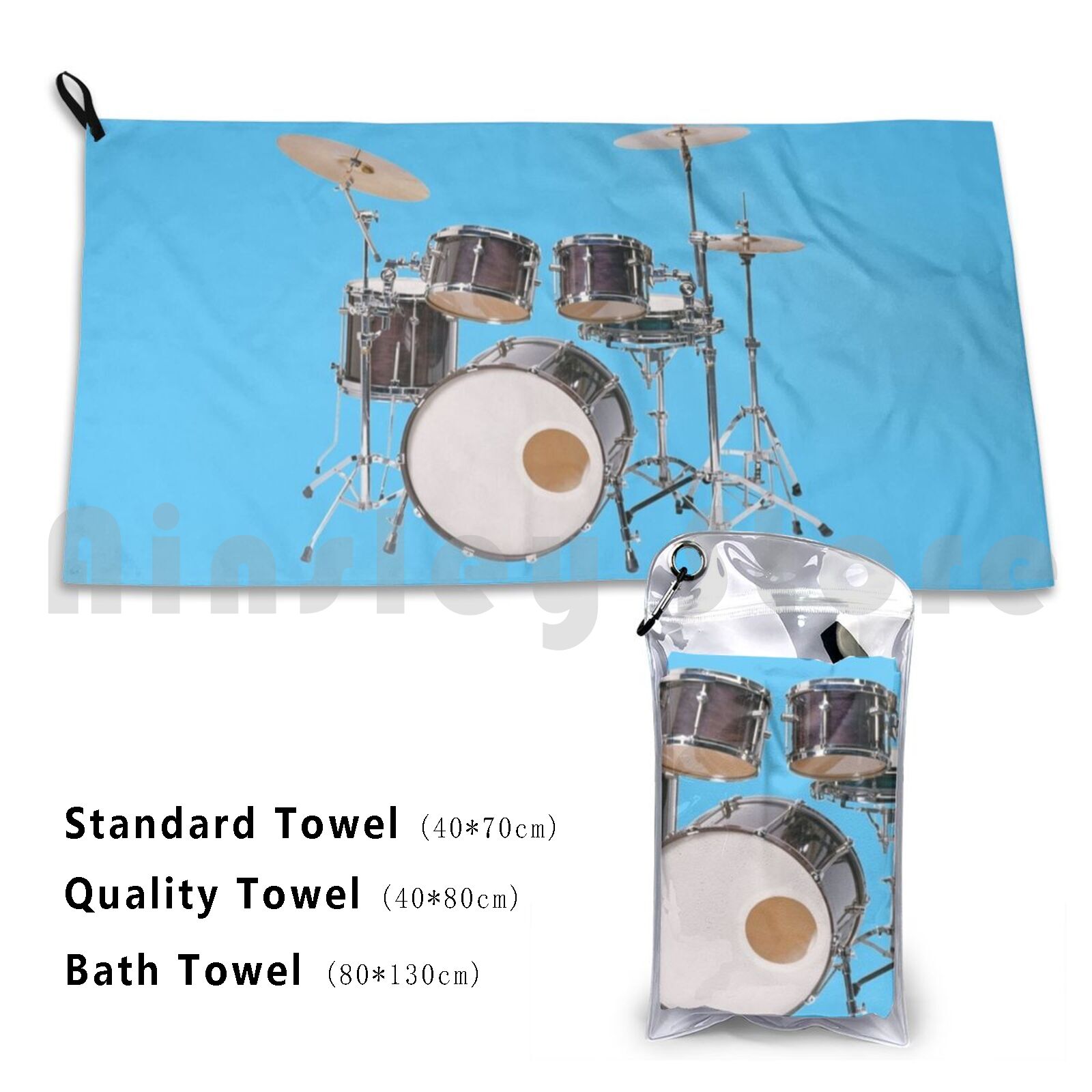 Musical Instrument Images - Drums Illustration Bath Towel Beach Cushion