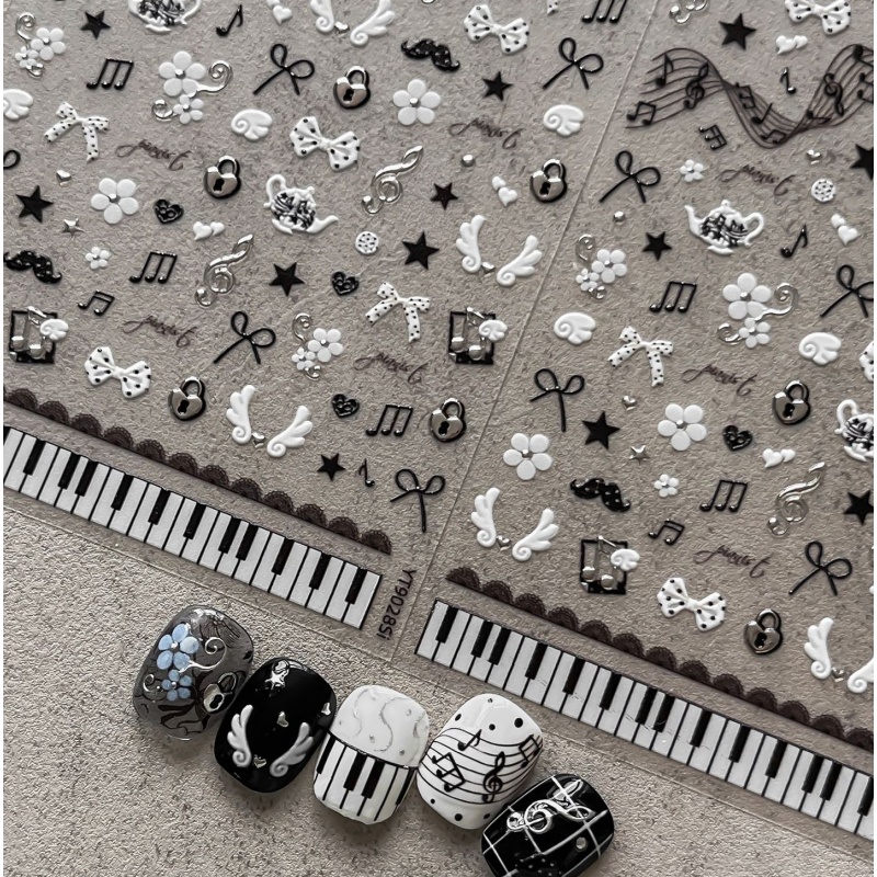 Musical Instrument Images - 5D Retro Music Style Nail Stickers