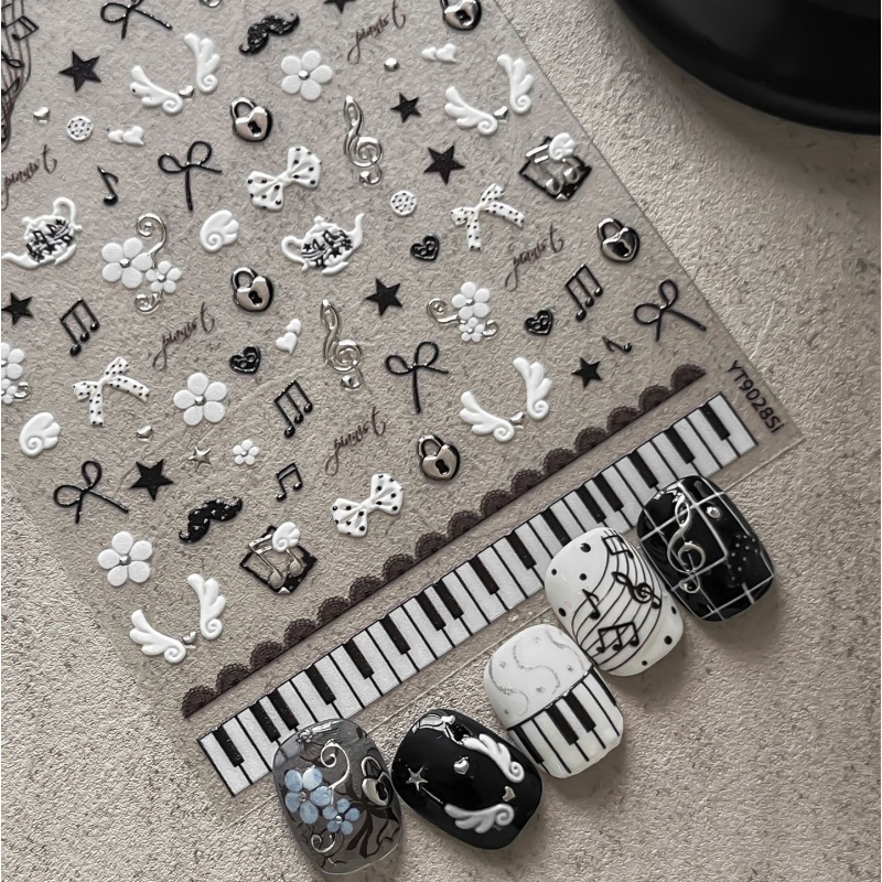 Black White Piano Note Nail St - Musical Instrument Images ulasan dan harga