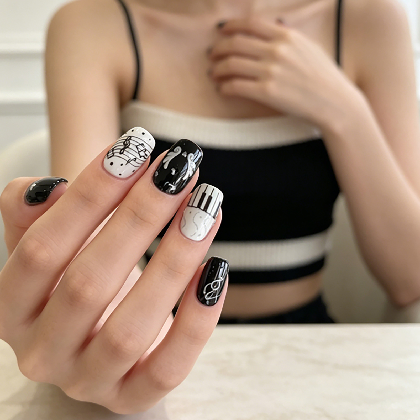 Black White Piano Note Nail St - Musical Instrument Images ulasan dan harga