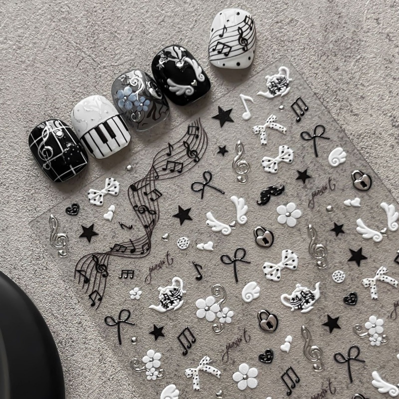 Black White Piano Note Nail St - Musical Instrument Images ulasan dan harga